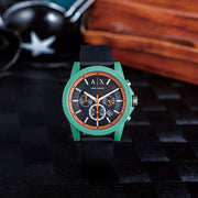  Shop Authentic Armani Exchange Outerbanks Chronograph Black Dial Black Silicone Strap Watch For Men - AX1348 - Luxxuri