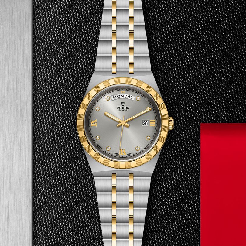  Shop Authentic Tudor Royal Diamonds Automatic Grey Dial Two Tone Steel Strap Watch for Men - M28603-0002 - Luxxuri