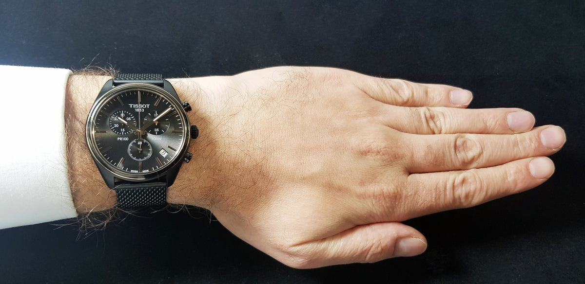  Shop Authentic Tissot T Classic PR 100 Chronograph Anthracite Black Dial Black Mesh Bracelet Watch For Men - T101.417.23.061.00 - Luxxuri