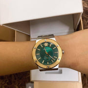  Shop Authentic Versace Hellenyium Quartz Green Dial Silver Steel Strap Watch For Men - VEVK00420 - Luxxuri