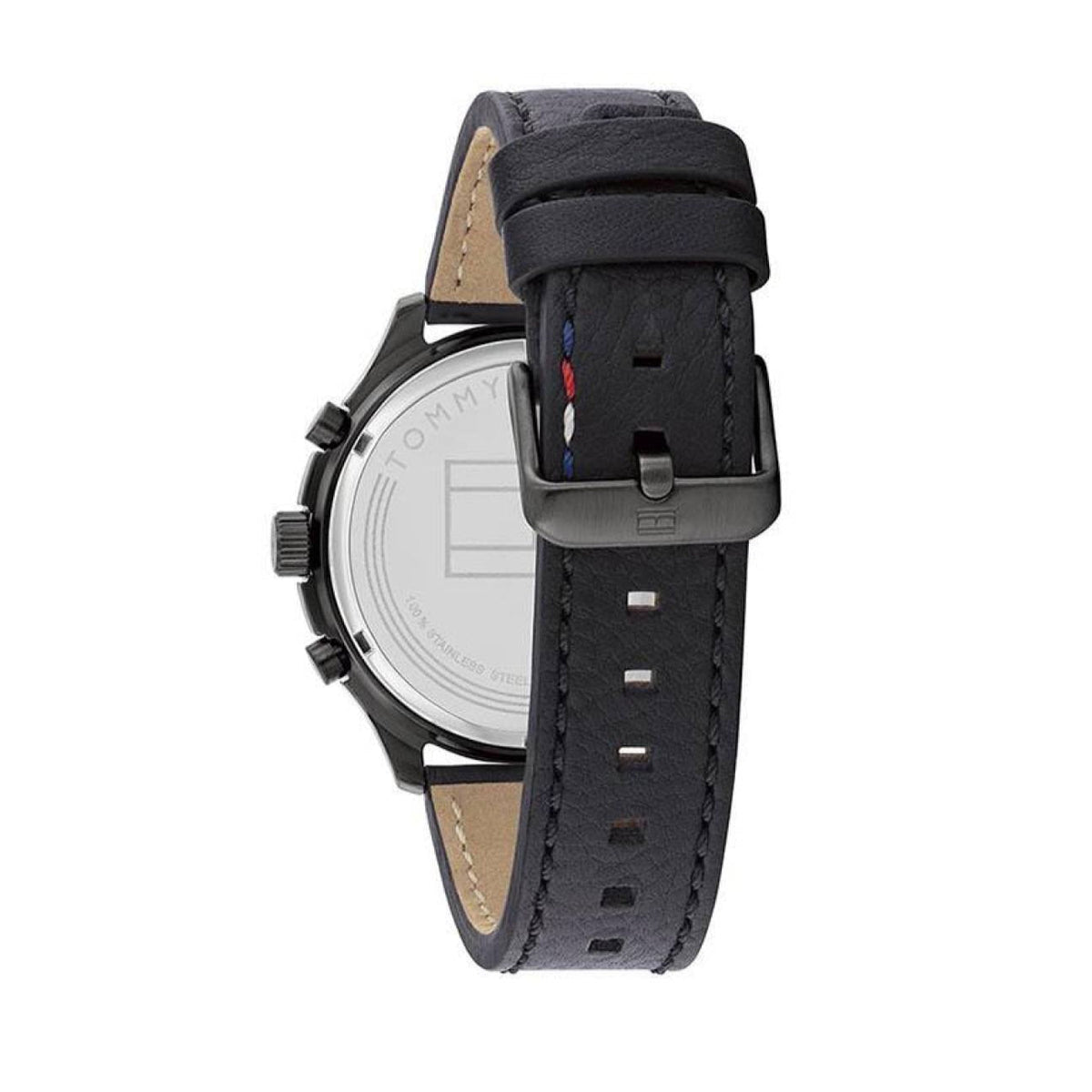  Shop Authentic Tommy Hilfiger Asher Chronograph Black Dial Black Leather Strap Watch For Men - 1791854 - Luxxuri