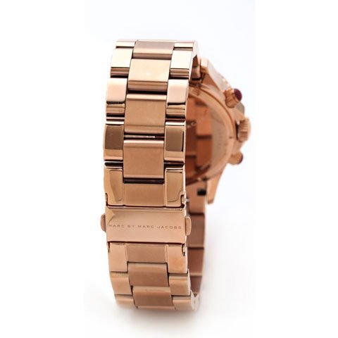  Shop Authentic Marc Jacobs Rock Chronograph Mother of Pearl Red Dial Rose Gold Steel Strap Unisex Watch - MBM3251 - Luxxuri