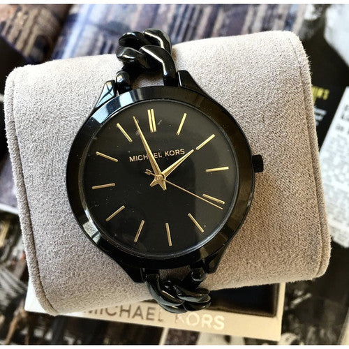  Shop Authentic Michael Kors Slim Runway Black Dial Black Steel Strap Watch for Women - MK3317 - Luxxuri