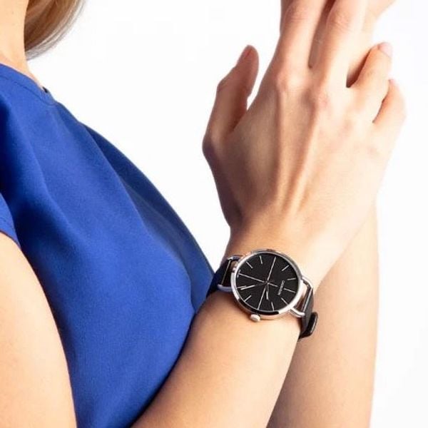  Shop Authentic Calvin Klein Even Black Dial Black Leather Strap Watch for Women  - K7B231CZ - Luxxuri
