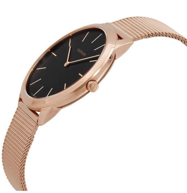  Shop Authentic Calvin Klein Minimal Black Dial Rose Gold Mesh Bracelet Watch for Men - K3M2162Y - Luxxuri
