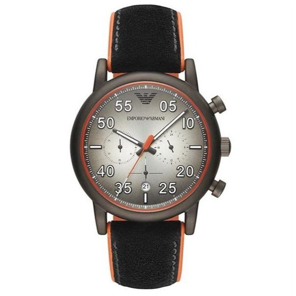  Shop Authentic Emporio Armani Chronograph Quartz Grey Dial Black Leather Strap Watch For Men - AR11174 - Luxxuri