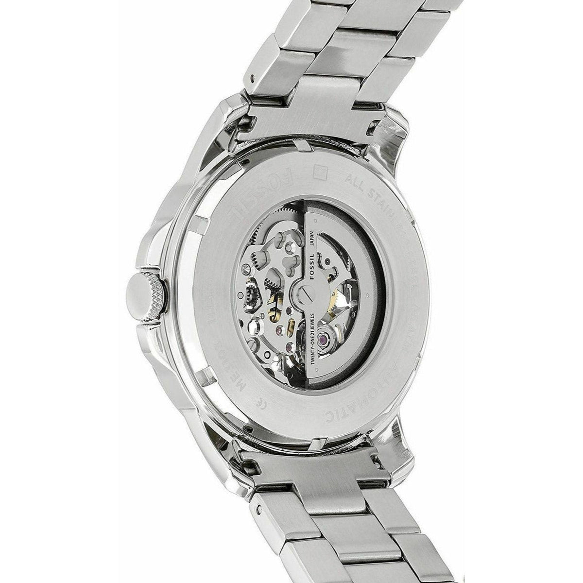  Shop Authentic Fossil Grant Automatic Skeleton Black Dial Silver Steel Strap Watch for Men - ME3103 - Luxxuri