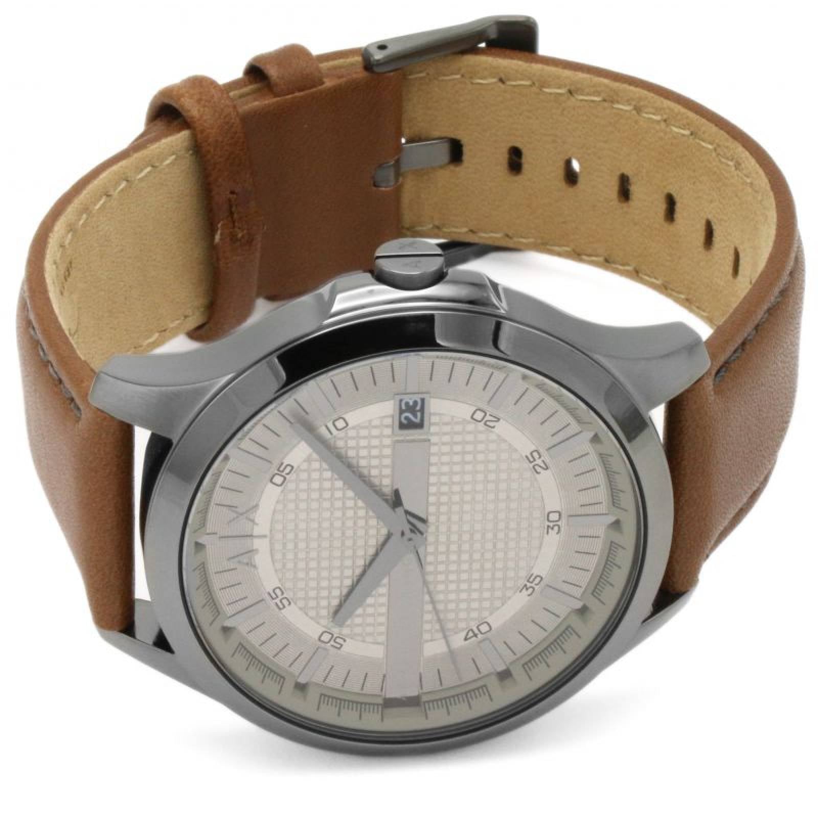  Shop Authentic Armani Exchange Hampton Chronograph Grey Dial Brown Leather Strap Watch For Men - AX2414 - Luxxuri