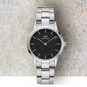  Shop Authentic Daniel Wellington Iconic Link Black Dial Silver Steel Strap Watch For Women - DW00100206 - Luxxuri
