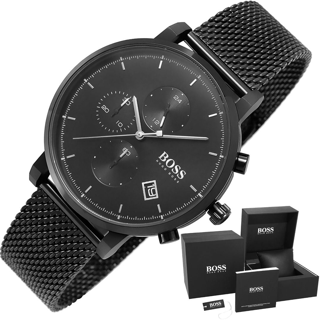  Shop Authentic Hugo Boss Integrity Black Dial Black Mesh Bracelet Watch for Men - 1513813 - Luxxuri
