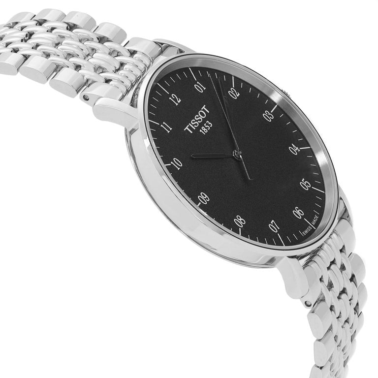  Shop Authentic Tissot Everytime Large Black Dial Silver Mesh Bracelet Watch For Men - T109.610.11.077.00 - Luxxuri