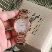  Shop Authentic Burberry The City White Dial Rose Gold Steel Strap Watch for Women - BU9004 - Luxxuri