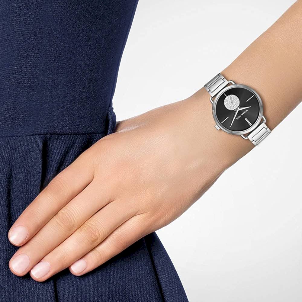  Shop Authentic Michael Kors Portia Black Dial Silver Steel Strap Watch for Women - MK3638 - Luxxuri