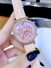  Shop Authentic Swarovski Passage Chrono Pink Dial Pink Leather Strap Watch for Women - 5580352 - Luxxuri