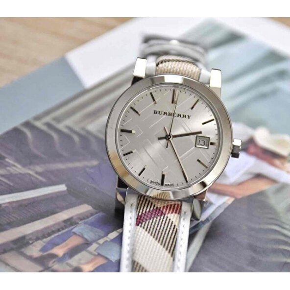  Shop Authentic Burberry The City Silver Dial Brown Leather Strap Watch for Women - BU9136 - Luxxuri