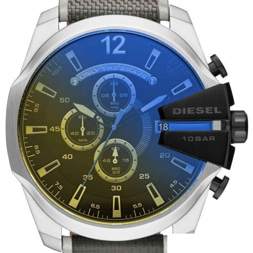  Shop Authentic Diesel Mega Chief Quartz Black Dial Grey Leather Strap Watch For Men - DZ4523 - Luxxuri