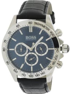  Shop Authentic Hugo Boss Ikon Blue Dial Black Leather Strap Watch for Men - 1513176 - Luxxuri