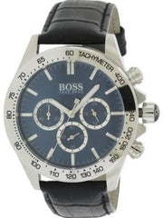  Shop Authentic Hugo Boss Ikon Blue Dial Black Leather Strap Watch for Men - 1513176 - Luxxuri