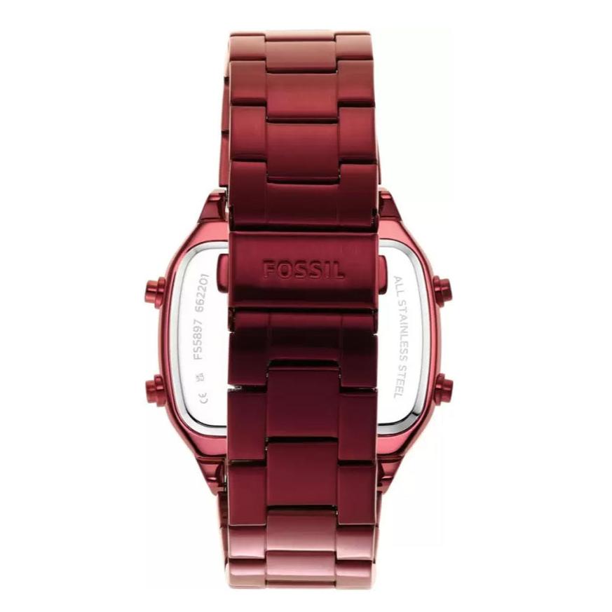  Shop Authentic Fossil Retro Analog-Digital Black Dial Red Steel Strap Watch for Men - FS5897 - Luxxuri
