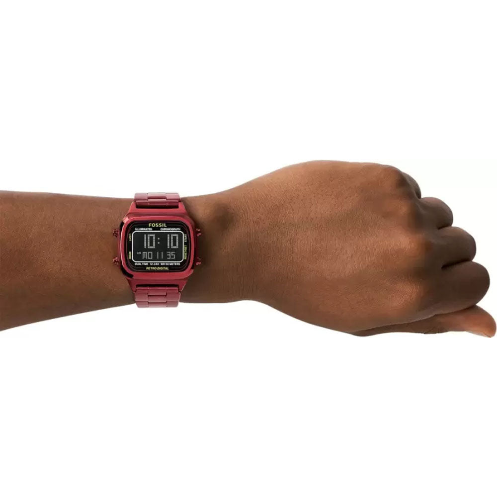  Shop Authentic Fossil Retro Analog-Digital Black Dial Red Steel Strap Watch for Men - FS5897 - Luxxuri