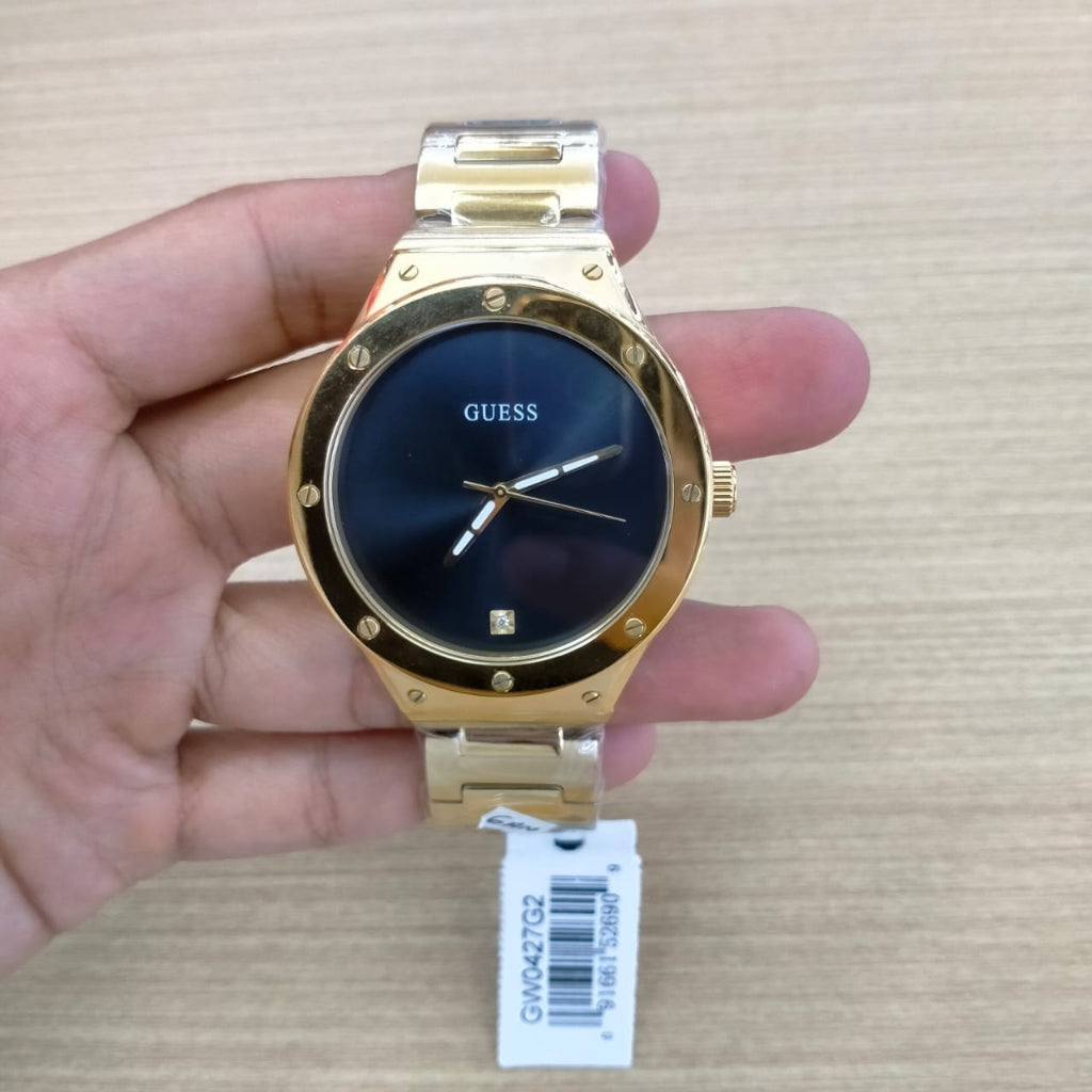  Shop Authentic Guess Scope Quartz Black Dial Gold Steel Strap Watch for Men - GW0427G2 - Luxxuri