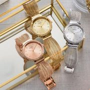  Shop Authentic Guess Chiffon Rose Gold Dial Mesh Bracelet Watch For Women - W1083L3 - Luxxuri