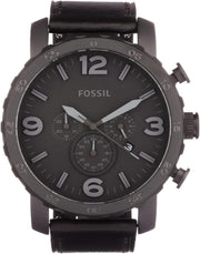  Shop Authentic Fossil Nate Chronograph Black Dial Black Leather Strap Watch for Men - JR1354 - Luxxuri