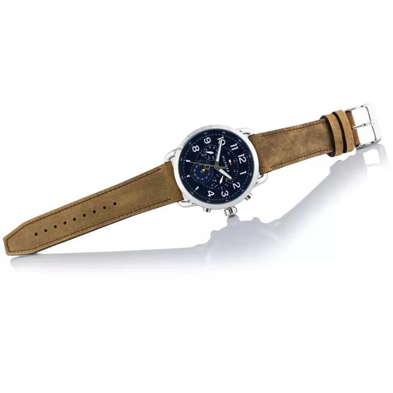  Shop Authentic Tommy Hilfiger Briggs Chronograph Blue Dial Brown Leather Strap Watch for Men - 1791424 - Luxxuri