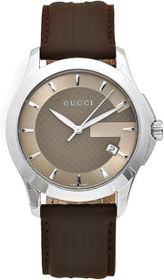 Shop Authentic Gucci G Timeless Quartz Brown Dial Brown Rubber Strap Watch For Men - YA126403 - Luxxuri