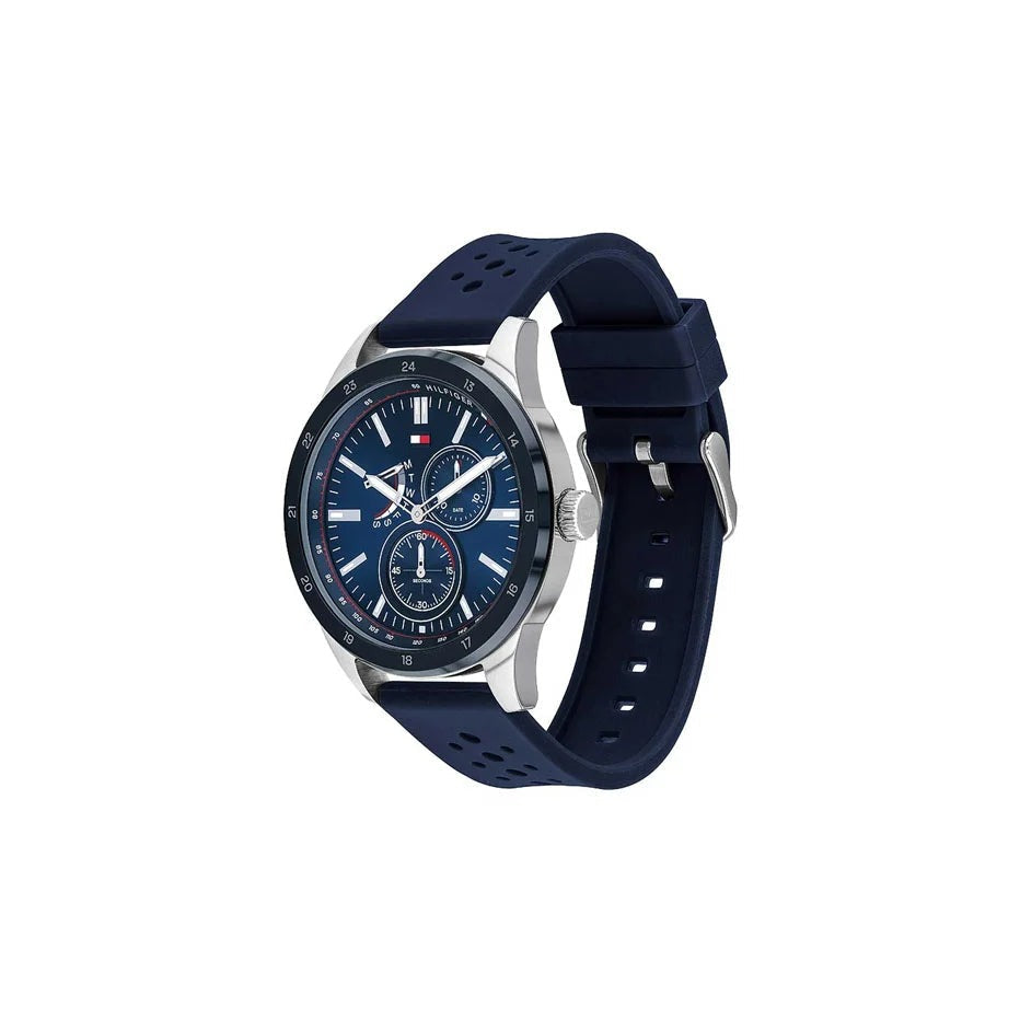  Shop Authentic Tommy Hilfiger Austin Quartz Blue Dial Blue Rubber Strap Watch for Men - 1791635 - Luxxuri