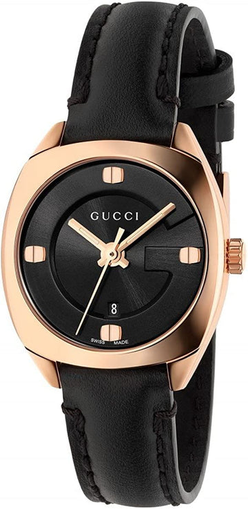 Shop Authentic Gucci GG2570 Quartz Black Dial Black Leather Strap Watch For Women - YA142509 - Luxxuri