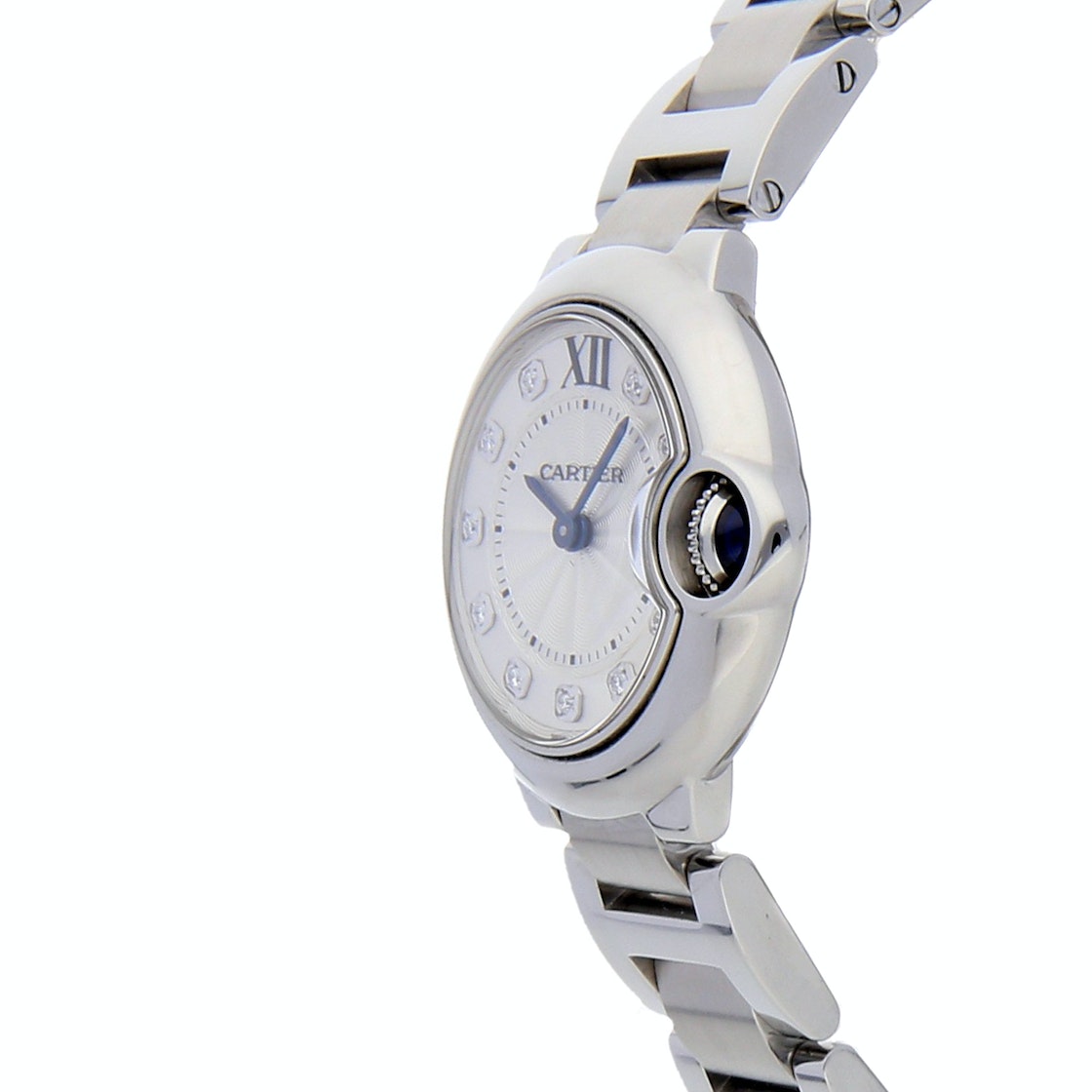  Shop Authentic Cartier Ballon Bleu de Cartier Diamonds Silver Dial Silver Steel Strap Watch for Women - WE902073 - Luxxuri