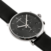  Shop Authentic Calvin Klein High Noon Chronograph Black Dial Black Leather Strap Watch for Men - K8M271C1 - Luxxuri