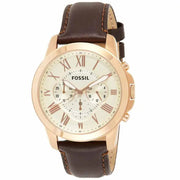  Shop Authentic Fossil Grant Chronograph White Dial Brown Leather Strap Watch for Men - FS4991 - Luxxuri