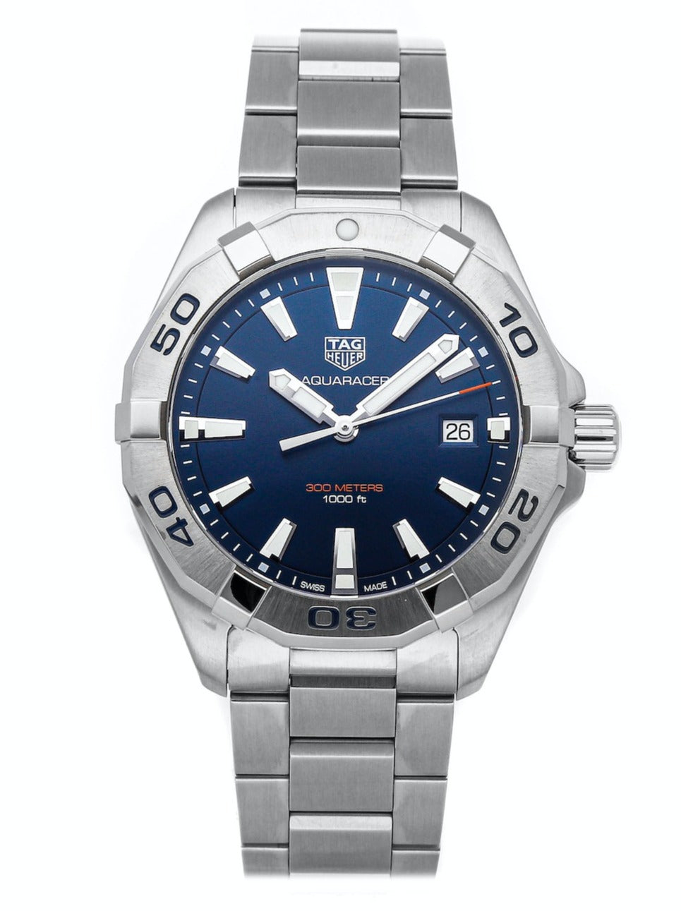  Shop Authentic Tag Heuer Aquaracer Blue Dial Silver Steel Strap Watch for Men - WBD1112.BA0928 - Luxxuri