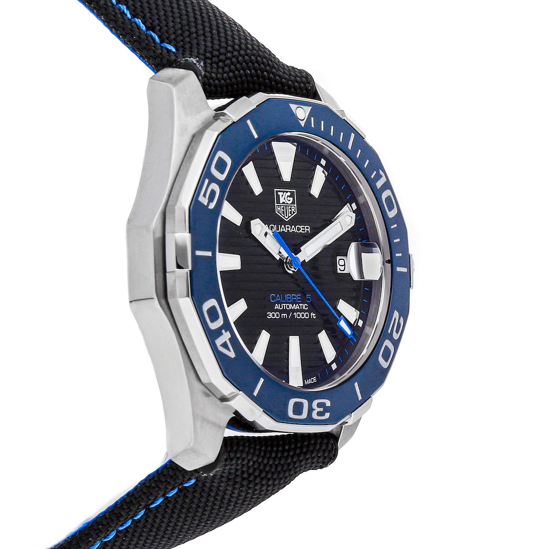  Shop Authentic Tag Heuer Aquaracer Calibre 5 Automatic Black Dial Black Nylon Strap Watch for Men - WAY211B.FC6363 - Luxxuri