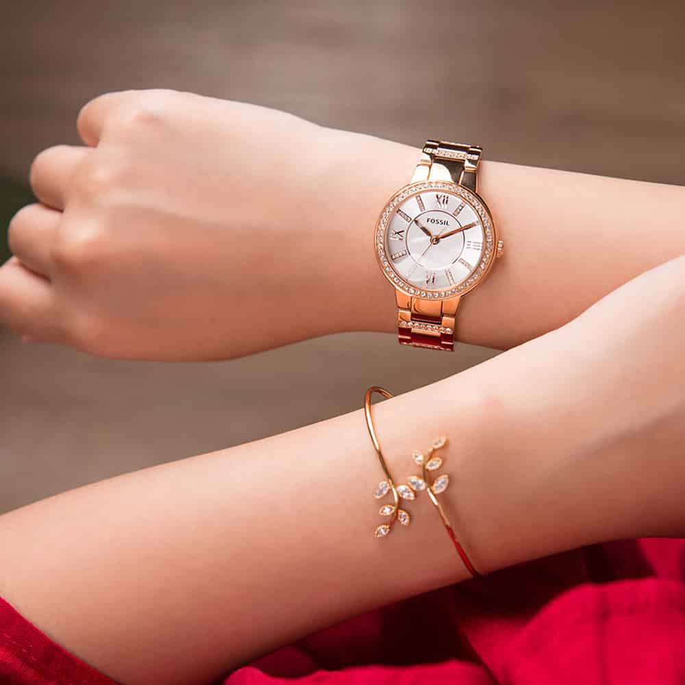  Shop Authentic Fossil Virginia White Dial Rose Gold Steel Strap Watch for Women - ES3284 - Luxxuri