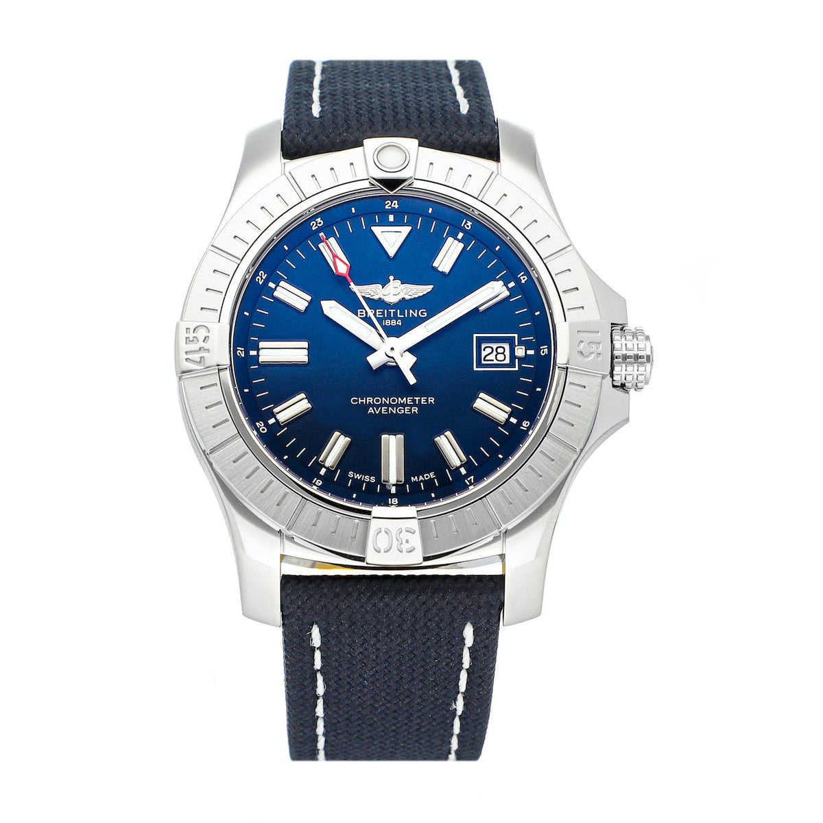  Shop Authentic Breitling Avenger Automatic 43 Blue Dial Blue Nylon Strap Watch for Men - A17318101C1X1 - Luxxuri