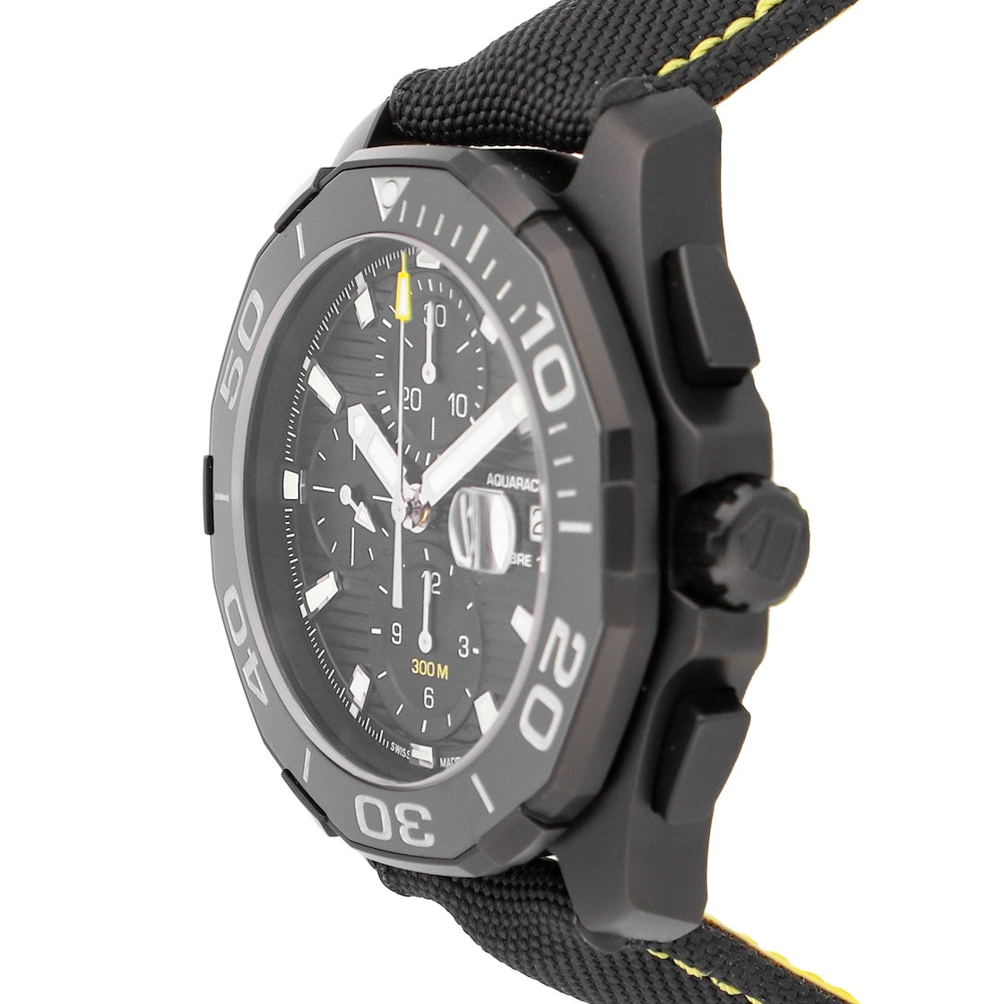  Shop Authentic Tag Heuer Aquaracer Chronograph PVD Black Dial Black Nylon Strap Watch for Men - CAY218A.FC6361 - Luxxuri