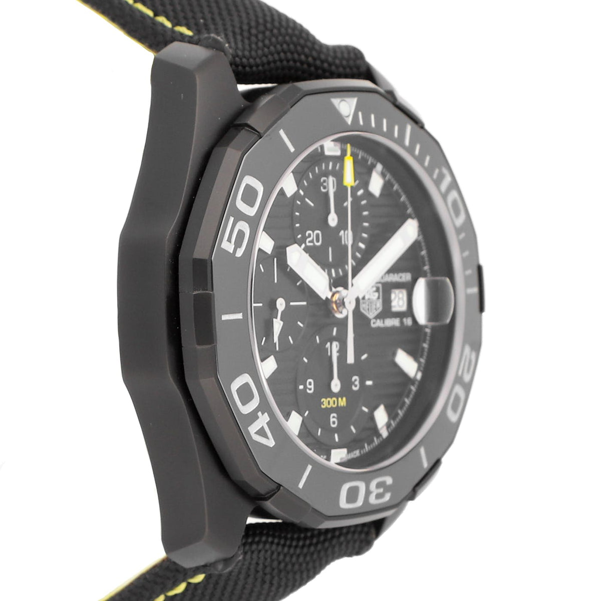  Shop Authentic Tag Heuer Aquaracer Chronograph PVD Black Dial Black Nylon Strap Watch for Men - CAY218A.FC6361 - Luxxuri