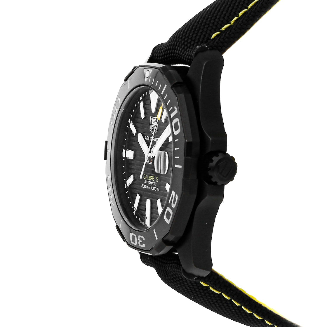  Shop Authentic Tag Heuer Aquaracer Calibre 5 Automatic Black Dial Black Nylon Strap Watch for Men - WAY218A.FC6362 - Luxxuri