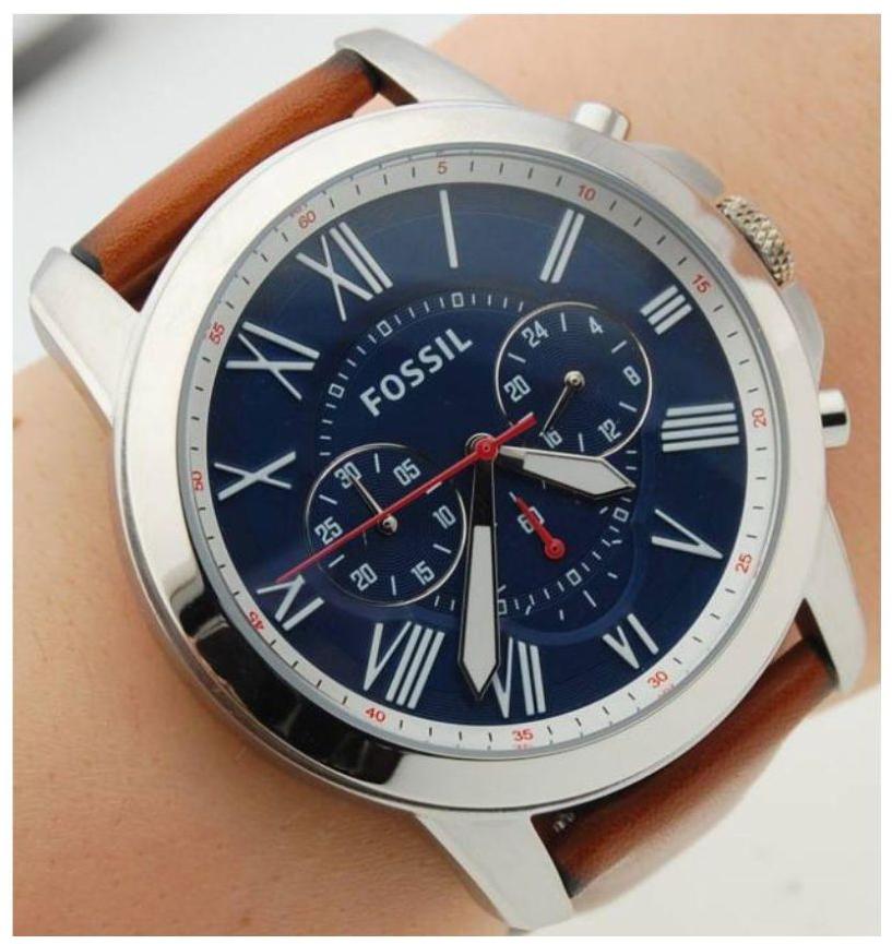  Shop Authentic Fossil Grant Chronograph Blue Dial Brown Leather Strap Watch for Men - FS5210 - Luxxuri