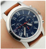  Shop Authentic Fossil Grant Chronograph Blue Dial Brown Leather Strap Watch for Men - FS5210 - Luxxuri