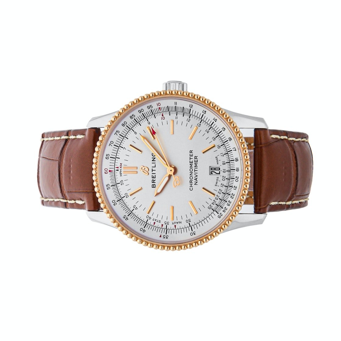  Shop Authentic Breitling Navitimer Automatic 41mm White Dial Brown Leather Strap Mens Watch - U17326241G1P1 - Luxxuri