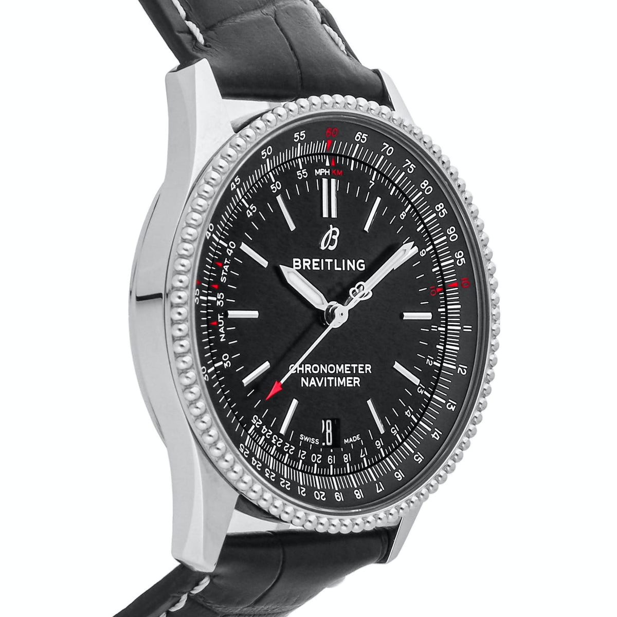  Shop Authentic Breitling Navitimer Automatic 38mm Black Dial Black Leather Strap Mens Watch - A17325241B1P1 - Luxxuri