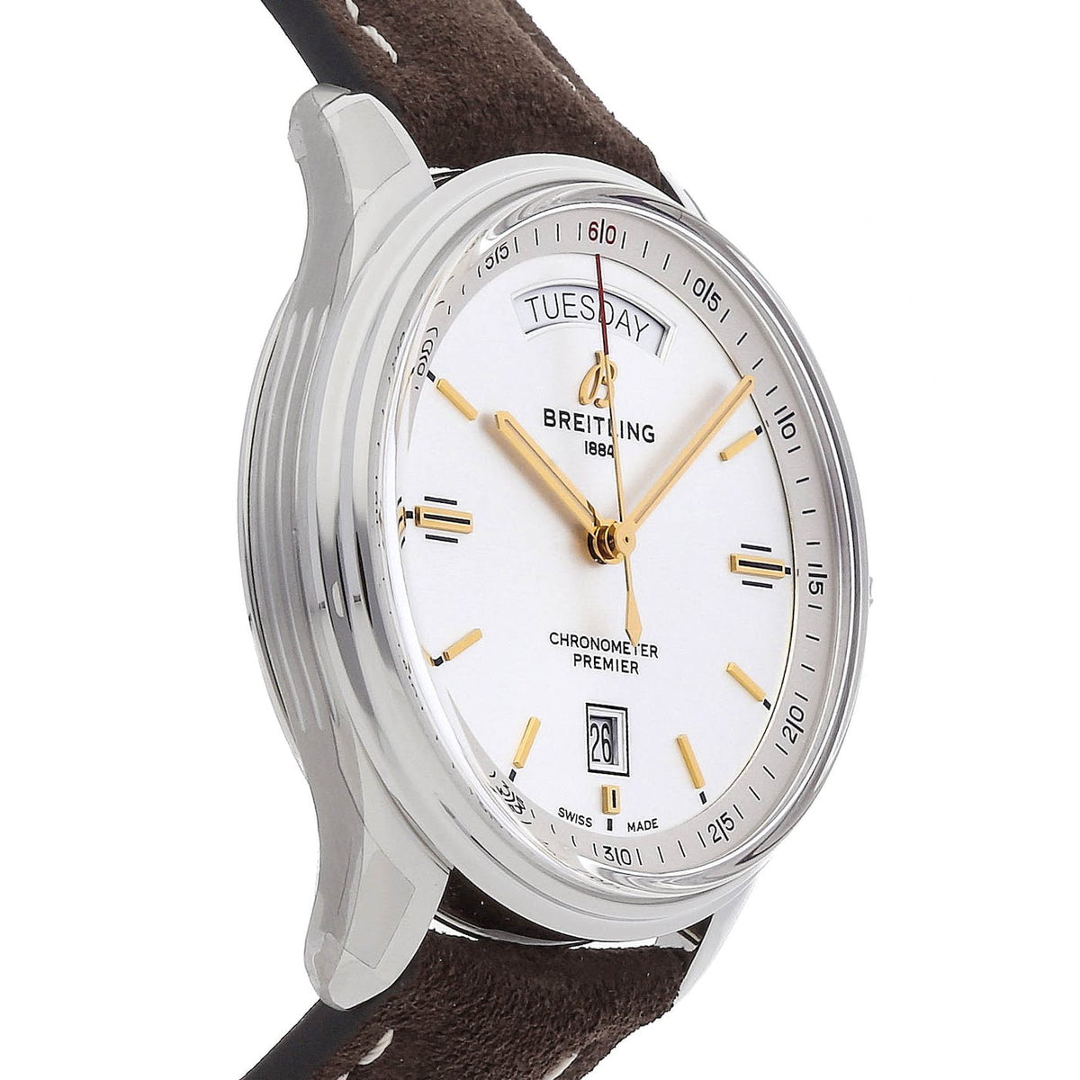 Shop Authentic Breitling Premier Automatic Chronometer 40mm Silver Dial Mens Watch - A45340211G1X3 - Luxxuri