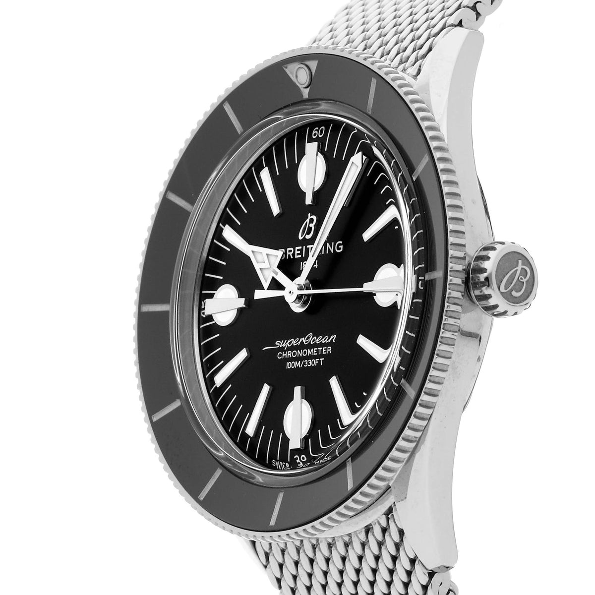  Shop Authentic Breitling Superocean Heritage '57 Black Dial Silver Mesh Bracelet Watch for Men - A10370121B1A1 - Luxxuri