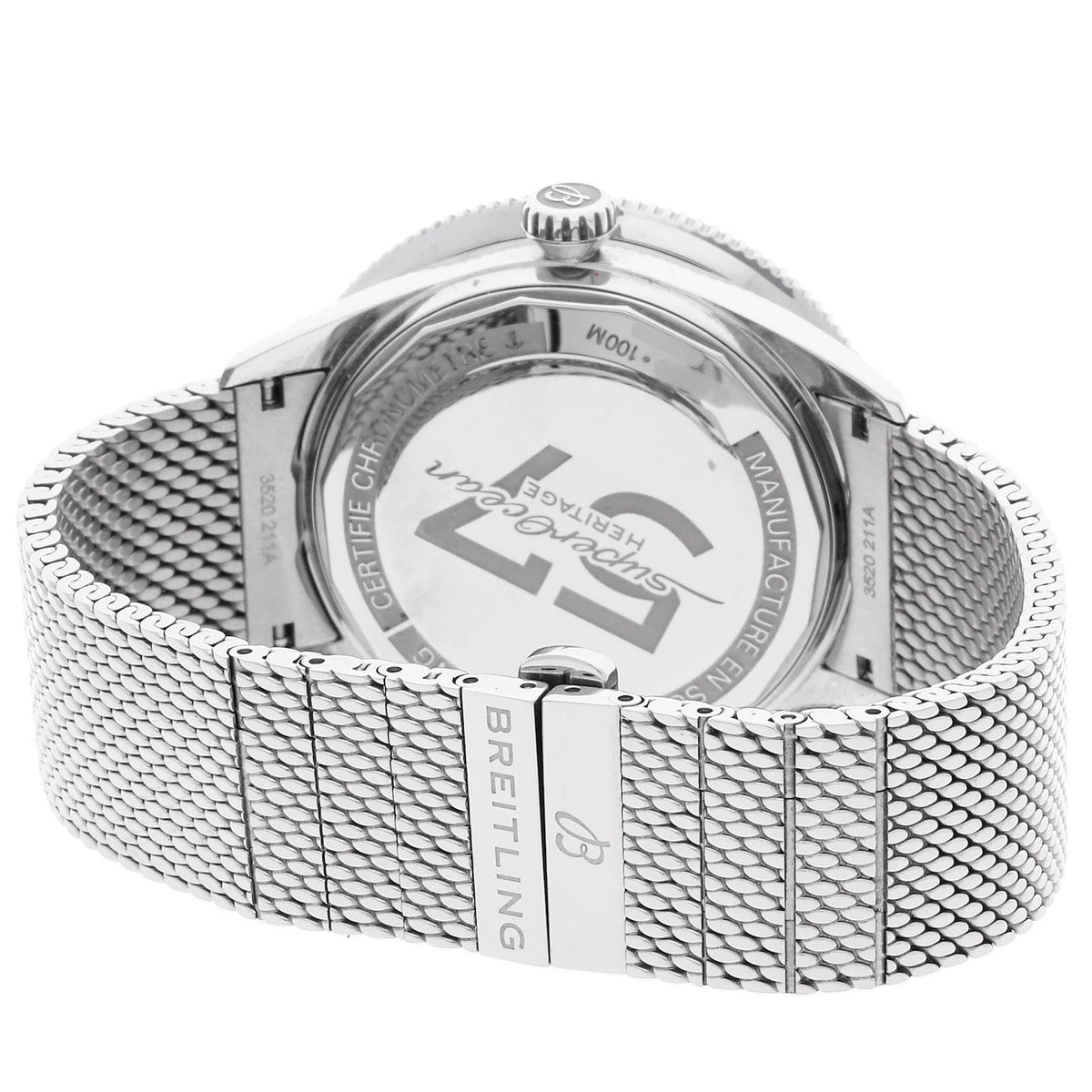  Shop Authentic Breitling Superocean Heritage '57 Black Dial Silver Mesh Bracelet Watch for Men - A10370121B1A1 - Luxxuri