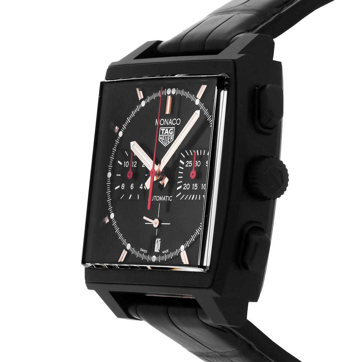  Shop Authentic Tag Heuer Monaco Automatic Chronograph Black Dial Black Leather Strap Watch for Men - CBL2180.FC6497 - Luxxuri