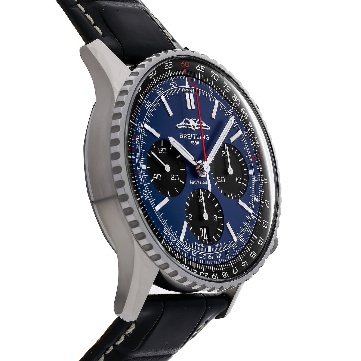  Shop Authentic Breitling Navitimer B01 Chronograph 41 Blue Dial Black Leather Strap Watch for Men - AB0139241C1P1 - Luxxuri